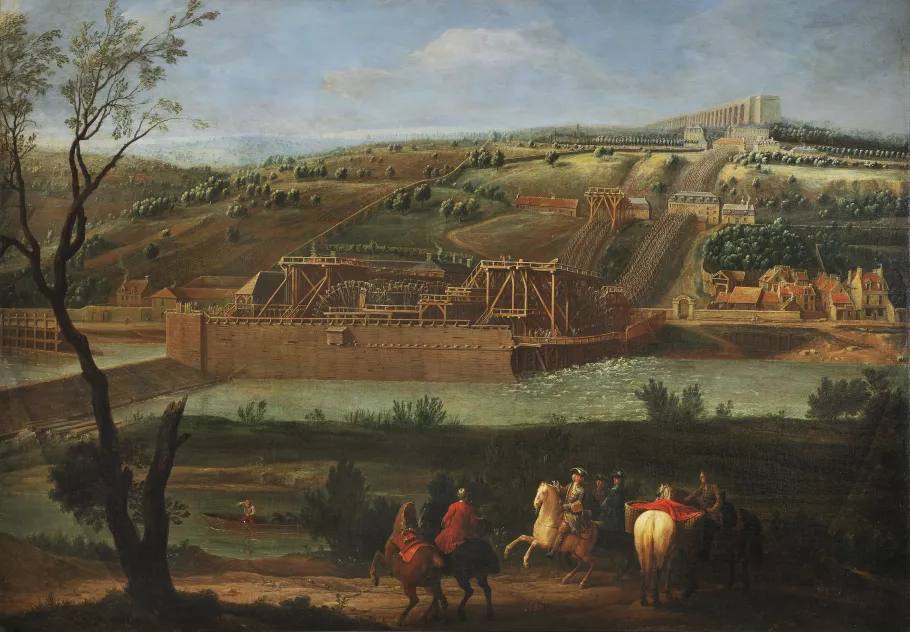 Vue de la machine de Marly et du château de Louveciennes, Pierre-Denis Martin, 1722