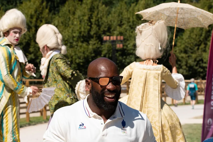Teddy Riner, spectateur des épreuves d'équitation au château de Versailles